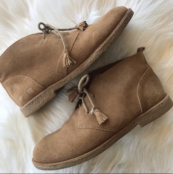 LUCKY BRAND EBERLINE WOMEN'S 7.5M BROWN TAN SUEDE CHUKKA ANKLE BOOT BOOTIES EUC - Picture 1 of 14